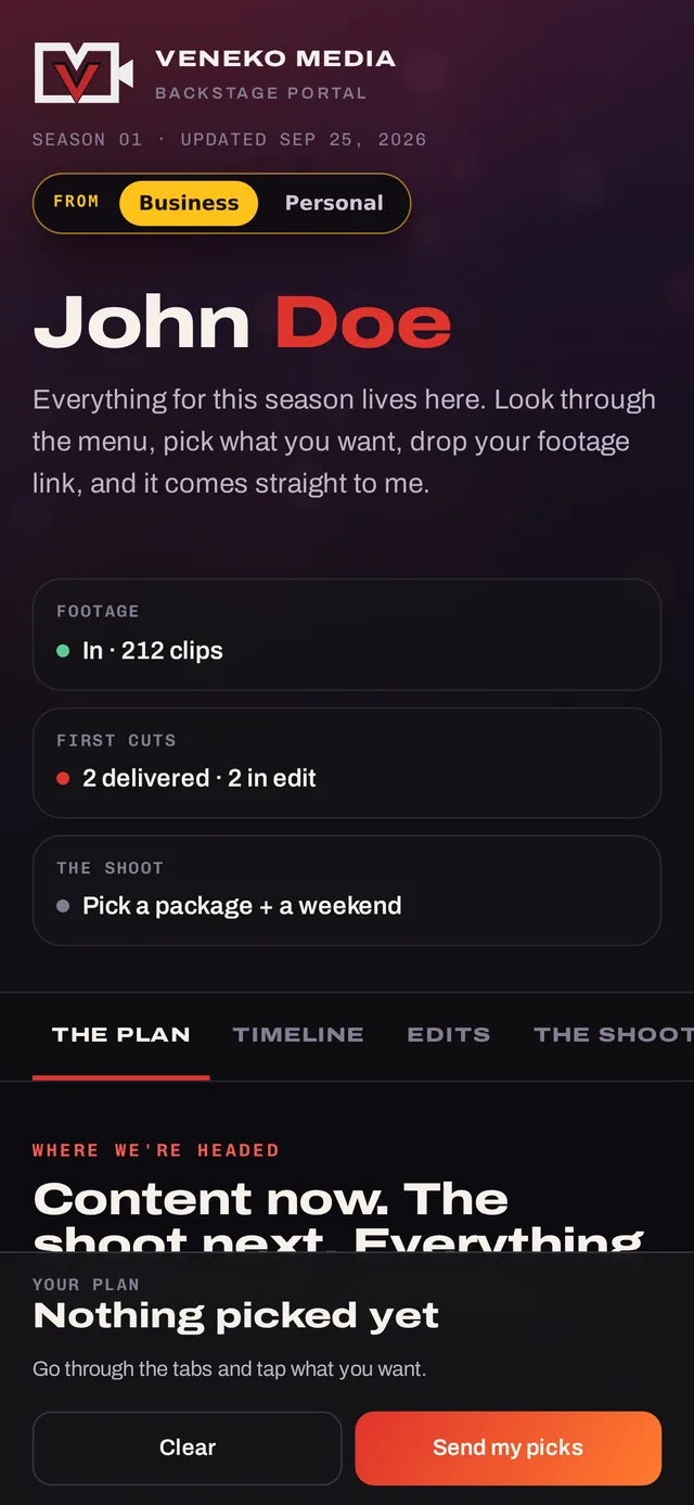 The same client portal on a phone